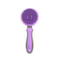 Self-cleaning pet slicker brush for dogs and cats, ergonomic purple grooming tool for undercoat. - Coarse Knit / Smoke Purple