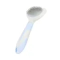 Pet slicker brush for dogs and cats grooming, blue and white anti-slip handle design. - M / Blue