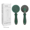 Professional pet slicker brush with self-cleaning button for dogs and cats grooming tool. - Fine Needle Logo Edition / Olive Green