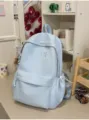 Γαλάζιο μαθητικό σακίδιο σχολική τσάντα με κέντημα, casual μεγάλη χωρητικότητα καθημερινή τσάντα - Μονή Τσάντα / Ανοιχτό μπλε