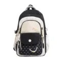 Zwarte en witte stippen studenten rugzak grote capaciteit casual schooltas voor dagelijks - Backpack / Zonder Hanger / Zwart
