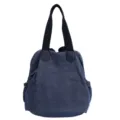 Vintage washed denim multi-functional large capacity women tote and shoulder handbags - Dark Blue