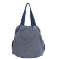 Casual denim backpack tote bag for women, multi-functional vintage shoulder bag and daily handbag. - Light Blue