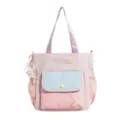Leuke canvas shopper tas met kleurblok details, stijlvolle schoudertas voor meisjes. - Shoulder Bag / Zonder Hanger / Paars