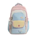 Schattige kleorgeblokkeerde grote capaciteit studentenrugzak schooltas voor dagelijks gebruik. - Backpack / Zonder Hanger / Roze