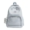 Dettagli zaino ita a pois azzurro, design con tasca frontale trasparente, simpatico ciondolo gatto. - senza ciondolo / Blu