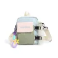 Sac bandoulière téléphone color-block outdoor vue détaillée, sac besace polyvalent avec poche filet. - Bleu clair