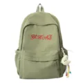 Leichter, minimalistischer grüner Rucksack mit cooler Buchstabenstickerei für Schülerinnen. - Ohne Anhänger / Grün