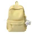 Close-up detail view of the bright yellow student backpack showing the cute cloud plush pendant. - Without Pendant / Yellow