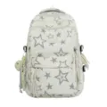 Japanese college style star print large capacity lightweight school backpack for students - Without Pendant / White