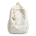 Süßer Schulrucksack mit Blättern für Mädchen, großes Kapazität lässiger Tagesrucksack. - Groß (Ohne Anhänger) / Weiß