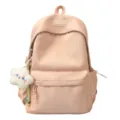 Casual pink nylon backpack for students, large capacity cute school bag with cloud pendant. - Without Pendant / Pink