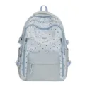 Niedlicher blauer Studentenrucksack mit Wolkenmuster, großer Kapazität und mehreren Taschen. - Blau