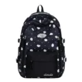 Niedlicher Cartoon Wolken Druck großer Kapazität Schulrucksack mit mehrfachem Fach Design. - Ohne Anhänger / Schwarz