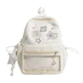 Details des weißen Ita-Rucksacks mit Punkten, transparentem Frontfenster und Sternanhänger. - L / Ohne Anhänger / Weiß