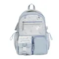 Stile giapponese dolce trasparente stampato a righe grande capacità zaino scuola donna - Blu