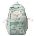 Sac à dos d'étudiant color-block mignon grande capacité cartable léger pour filles - Vert