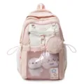 Joli sac à dos scolaire rose avec une grande capacité et une poche avant en maille. - Rose