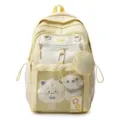 Sac à dos d'étudiant color block frais et mignon grande capacité léger pour un usage quotidien - Jaune