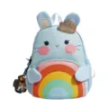 Cute children rabbit backpack with colorful rainbow and bear pendant for kids school daily - Without Pendant / Blue