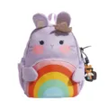 Cute purple rabbit design children school backpack with colorful rainbow pattern for girls daily use. - Purple