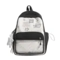 Niedlicher Stern Punkte transparenter Ita Rucksack grosse Kapazitaet Student Schule Tasche - L / Ohne Anhänger / Schwarz