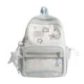 Mochila transparente de lunares bonita con colgante de estrella, bolso escolar informal para chicas. - Azul