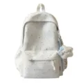 Süßer Rucksack mit Sternenmuster für Mädchen große Kapazität lässig für Schule - Groß (Ohne Anhänger) / Weiß