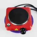 Plaque chauffante électrique compacte mini poêle portable avec bobine et bouton de réglage - Rouge