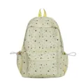 Cute star print backpack detail view, lightweight student school bag with multiple handy pockets. - L / Yellow