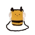 Handmade crochet cute bee cross body bag yellow brown knit shoulder bag for women girls - Bee