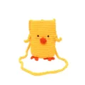 Handmade crochet cute chick design shoulder phone bag, vibrant yellow color with orange details. - Duck