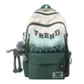 Gradient high-capacity student school backpack with cute frog pendant for daily school use. - Without Pendant / Green