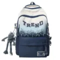 Gradient large capacity school backpack with trendy letter print and cute doll pendant for students - Without Pendant / Blue