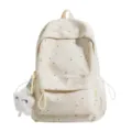 Detailansicht des beigen Rucksacks aus Segeltuch mit niedlichem Sternenmuster und Plueschwolke. - Ohne Anhänger / Gelb