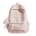Süßer rosa Sternen Rucksack für Schüler, große Kapazität lässiger Tagesrucksack mit Plüsch. - Ohne Anhänger / Rosa