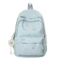 Détail du sac à dos bleu clair avec motif d'étoiles mignon et pendentif duveteux avec yeux. - Sans Pendentif / Bleu