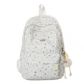 Sac à dos mignon avec motif d'étoiles, multiples compartiments et pendentif duveteux pour l'école. - Sans Pendentif / Blanc