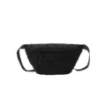 Schwarze karierte Nylon Gürteltasche, lässige Brusttasche und Umhängetasche für Reisen. - Schwarz