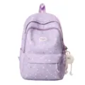 Sac à dos violet avec motif étoiles multi-compartiments pour étudiants vue de détail - Violet