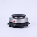 Mini round stainless steel electric hot plate stove, black heating disk, compact design variant. - EU Plug