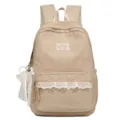 Süßer Pünktchen-Rucksack mit Spitzenbesatz, leicht und geräumig, ideal für Schülerinnen. - Khaki