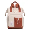 Japanese casual contrast color large capacity backpack diaper bag travel storage mother bag - Orange Red