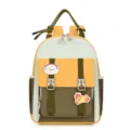 Detailed view of the cute contrast color kids backpack, stylish and practical design for preschool. - Yellow
