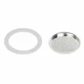 Moka pot replacement parts set including silicone gasket and stainless steel filter plate - Stainless Steel Pot 2 Cups / Gasket + Filter