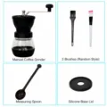 Manual coffee grinder set including cleaning brushes, measuring spoon and silicone lid variant. - Single Jar Grinder Single Bearing Measuring Spoon Brush
