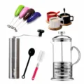 Koffieset met handmatige koffiemolen, cafetiere en melkopschuimer voor handig thuisgebruik. - Roestvrijstalen koffiemolen, 350 ml Franse pers & melkopschuimer