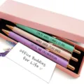 Metal ballpoint pen set 3 pcs in pink gift box with inspirational quotes for office. - Coworker(Style 10)
