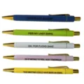 Funny office slogan ballpoint pens set, colorful metal click pens with sarcastic quotes 5pcs. - Blue Green White 5-Piece Set (Novelty Text)