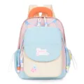 Cute color block kids backpack for kindergarten, stylish girls school bag with sweet dreams patch. - Light Blue
